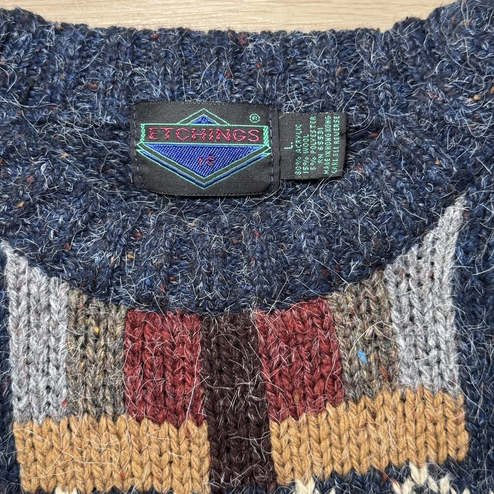 VINTAGE‎ 90'S ETCHINGS COOGI/ COSBY/ HIP-HOP CHUNKY KNIT SWEATER MENS LARGE - Picture 3 of 8